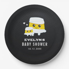 Prato De Papel Mummy Halloween Chá de fraldas