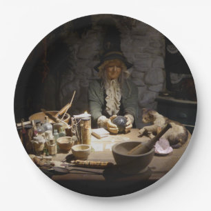 Prato De Papel Museu da Cozinha da Bruxa Branca, Bruxaria & MAGIA