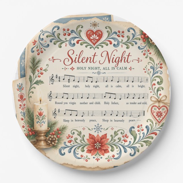 Prato De Papel Música de Natal Nórdica  (Frente)