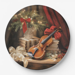 Prato De Papel Música de Violino de Natal