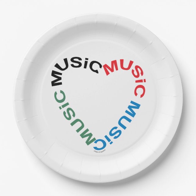 Prato De Papel Música Texto Coração Mug (Frente)