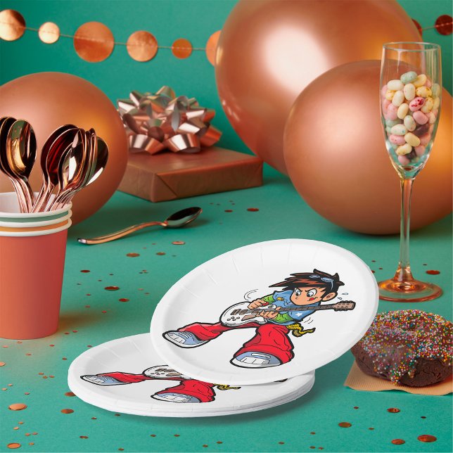 Prato De Papel Musical do Diário Guitarrista do legal Rock Star (Criador carregado)