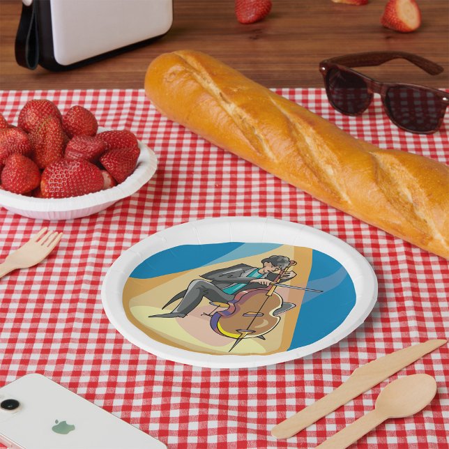 Prato De Papel Músico Tocando O Chello (Criador carregado)