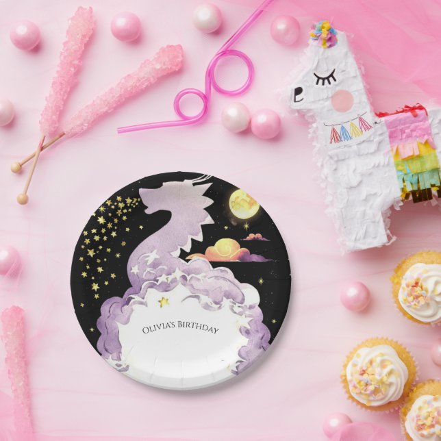 Prato De Papel Mystical Boho Dragon Birthday (Festa)