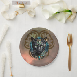 Prato De Papel Mystical cat of Egypt, black as night,