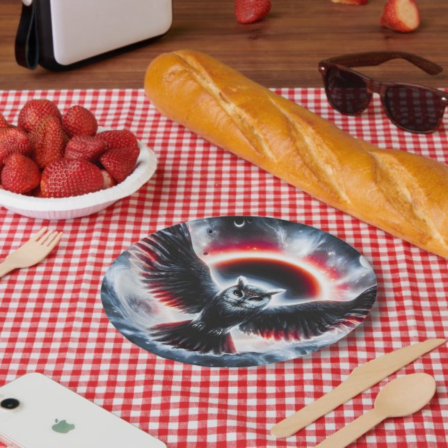 Prato De Papel Mystical Cosmic Celestial Owl (Piquenique)