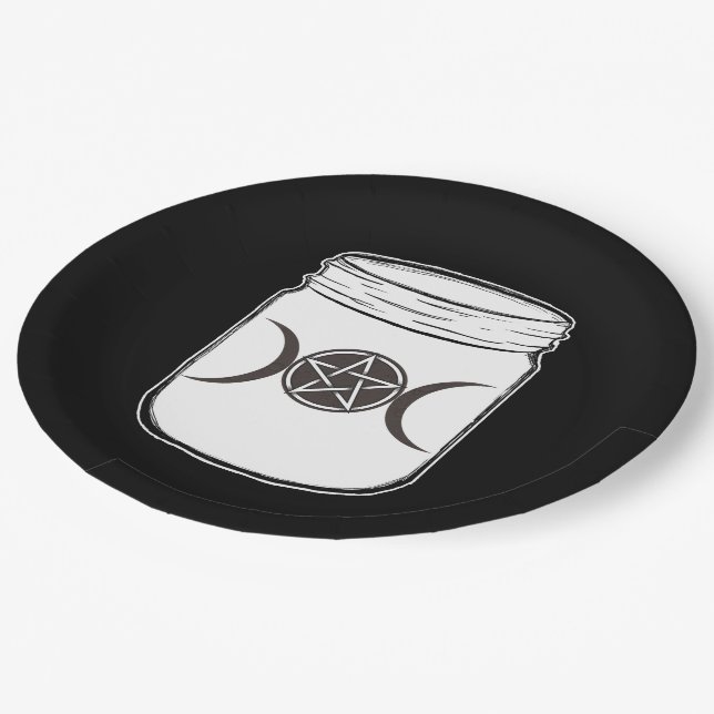 Prato De Papel Mystical Magic Moons Mason Jar Halloween (Inclinado)