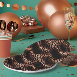 Prato De Papel Na moda Glam Rosa-Leopardo Negro Dourado