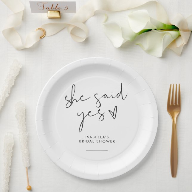 Prato De Papel Na moda retro Chá de panela preto e branco (Casamento)