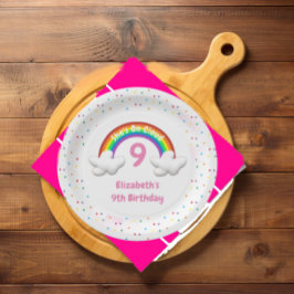 Prato De Papel Na Nuvem 9! Rainbow Birthday