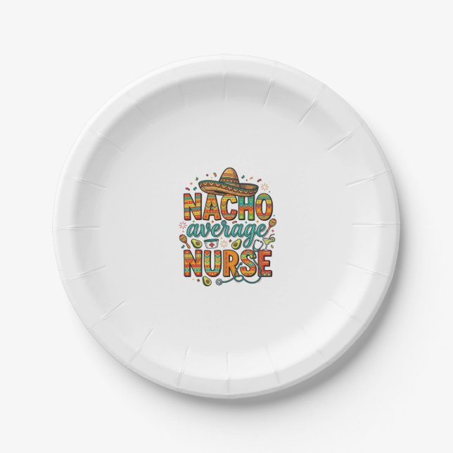 Prato De Papel Nacho Enfermeira Média Fiesta Vector Camisa Design (Frente)