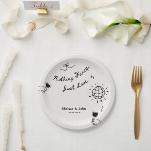 Prato De Papel Nada sofisticado, apenas amor, casamento manuscrit