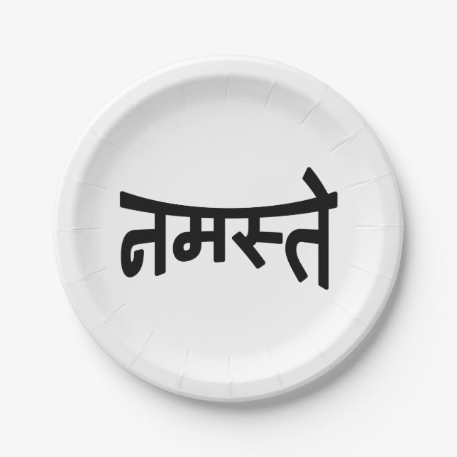 Prato De Papel Namaste (न म स् ते) - Script Devanagari (Frente)