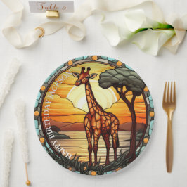 Prato De Papel Namorado Africano Giraffe