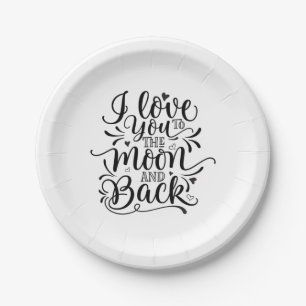 Prato De Papel Namorados Art I Love You To Moon