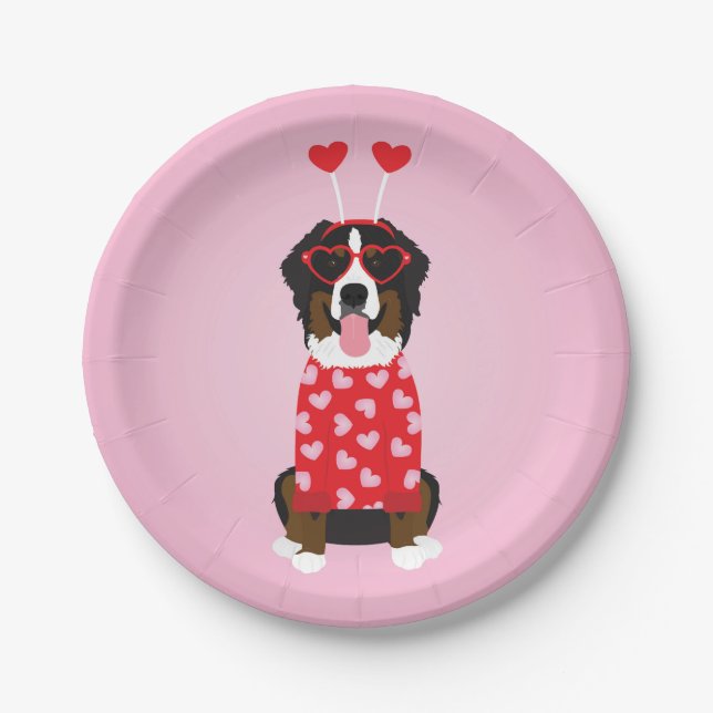 Prato De Papel Namorados Bernese Mountain Dog (Frente)