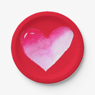 Prato De Papel Namorados de pop-art, cor-de-rosa e vermelho, de a