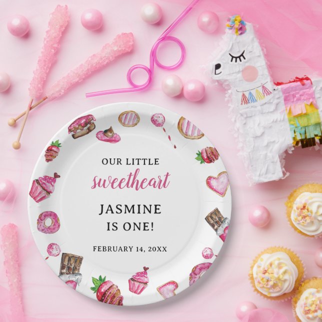 Prato De Papel Namorados Desserts Little Swetheart Birthday Cute (Festa)