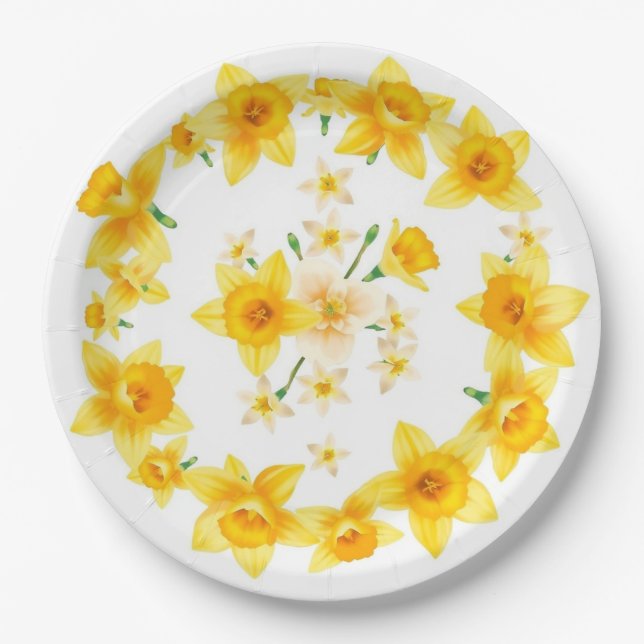 Prato De Papel Narciso Daffodil Dourado Radial da Primavera Ensol (Frente)