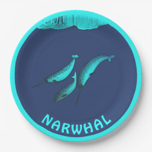 Prato De Papel Narwhal Sob O Gelo