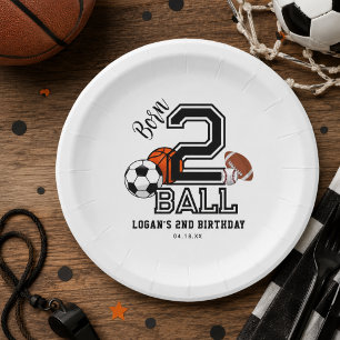 Prato De Papel Nascer 2 Ball Sports Theme Boy Party