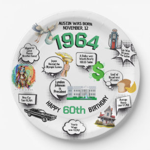 Prato De Papel Nascer em 1964 Fatos Divertidos Aniversário