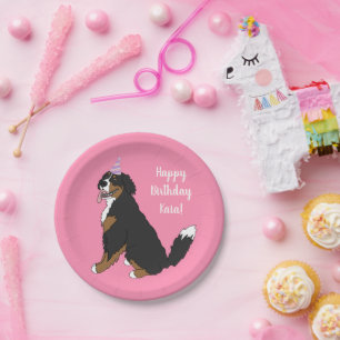 Prato De Papel Nascimento Personalizado do Cão de Montanha Bernês