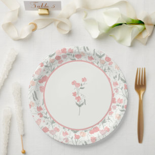Prato De Papel Nata Floral Cor-de-Rosa-doce