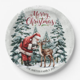 Prato De Papel Natais vintages Papais noeis e placas de papel par