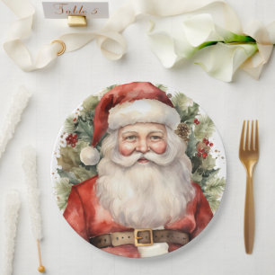 Prato De Papel Natais vintages que Santa Claus sorri