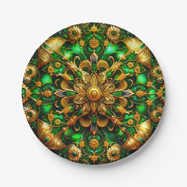 Prato De Papel NATAL 3D ~ Ouro verde Bonito ~ (Frente)