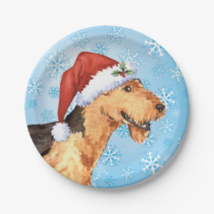 Prato De Papel Natal Airedale
