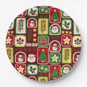 Prato De Papel Natal Alegre e Brilhante