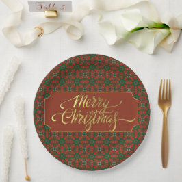 Prato De Papel Natal Alegre Vermelho e Verde Inspirado no Vintage