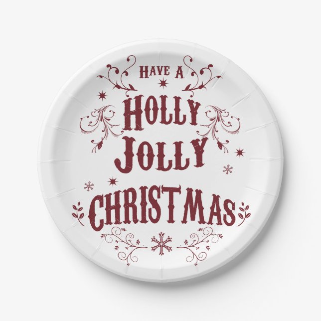 Prato De Papel Natal Antigo Alegre e Feliz (Frente)