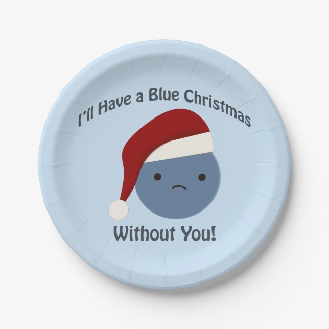 Prato De Papel Natal azul sem você! (Frente)