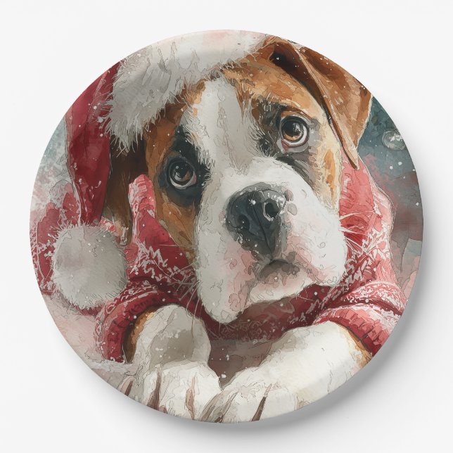   Prato de Papel Natal Boxer (Frente)