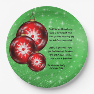 Prato De Papel Natal Carol Lyrics Hark Herald Angels Grande 9"