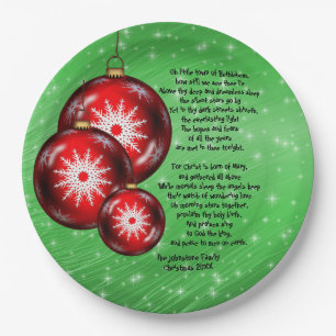 Prato De Papel Natal - Carol Lyrics Little Town Bethlehem - 9"