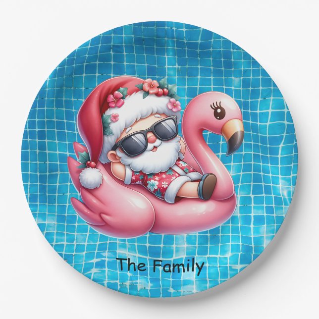 Prato De Papel Natal da piscina SANTA Claus em julho (Frente)