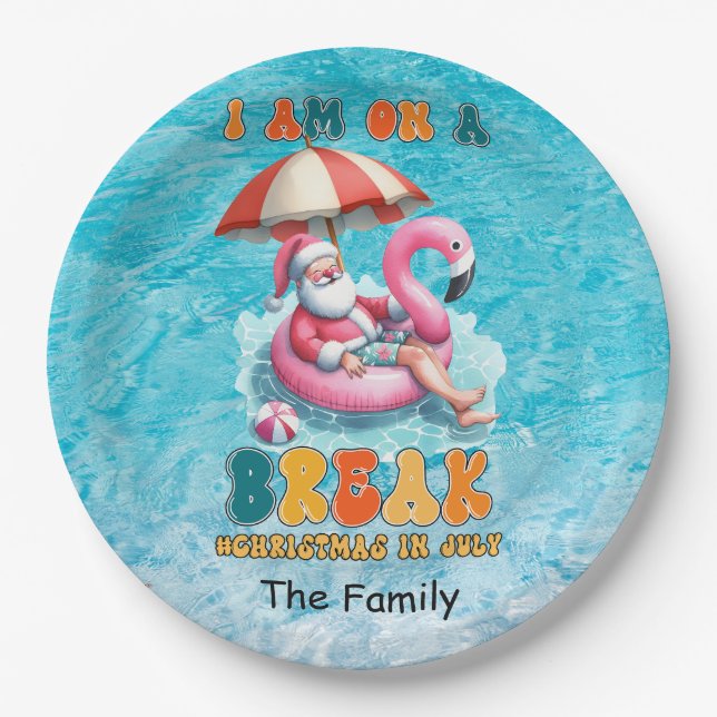Prato De Papel Natal da piscina SANTA Claus em julho (Frente)