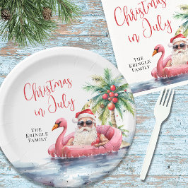 Prato De Papel Natal Da Praia Em Julho