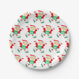 Prato De Papel Natal da Sra. Claus Correndo