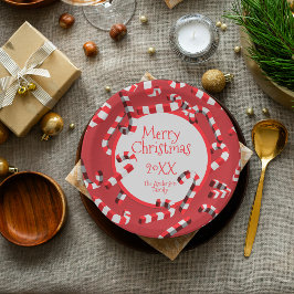 Prato De Papel Natal das Canas Vermelhas e Brancas