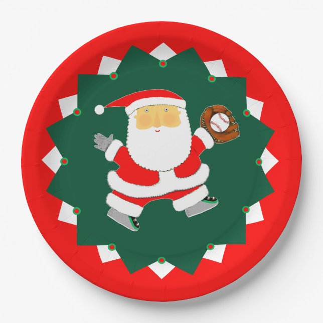 Prato De Papel Natal de beisebol (Frente)