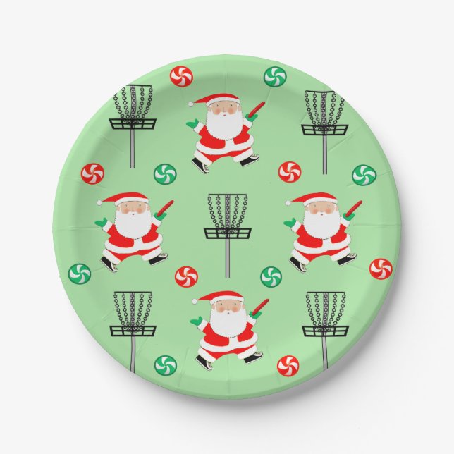 Prato De Papel Natal de Disc Golf (Frente)