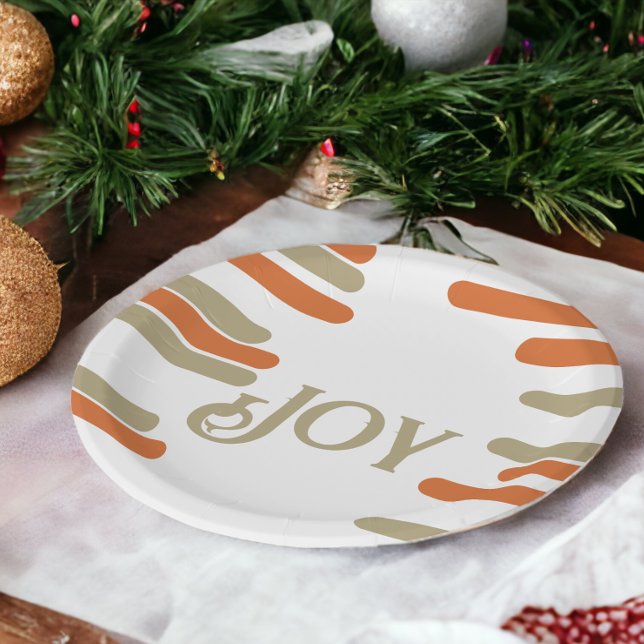 Prato De Papel Natal de Joy Bloco Moderno (Modern Block Joy Christmas Paper Plates from Ricaso )