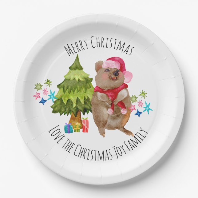Prato De Papel Natal de Quokka Cóta Personalizada (Frente)