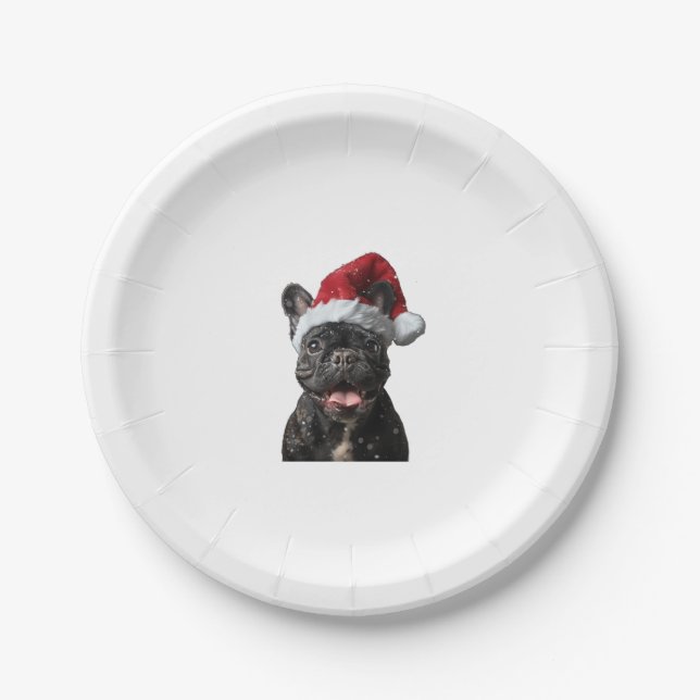 Prato De Papel Natal do Buldogue Francês (Frente)