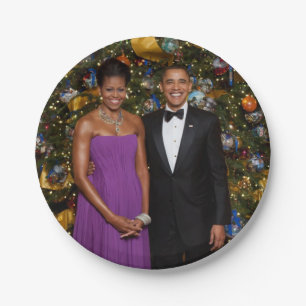 Prato De Papel Natal do Presidente Barack Obama e Michelle